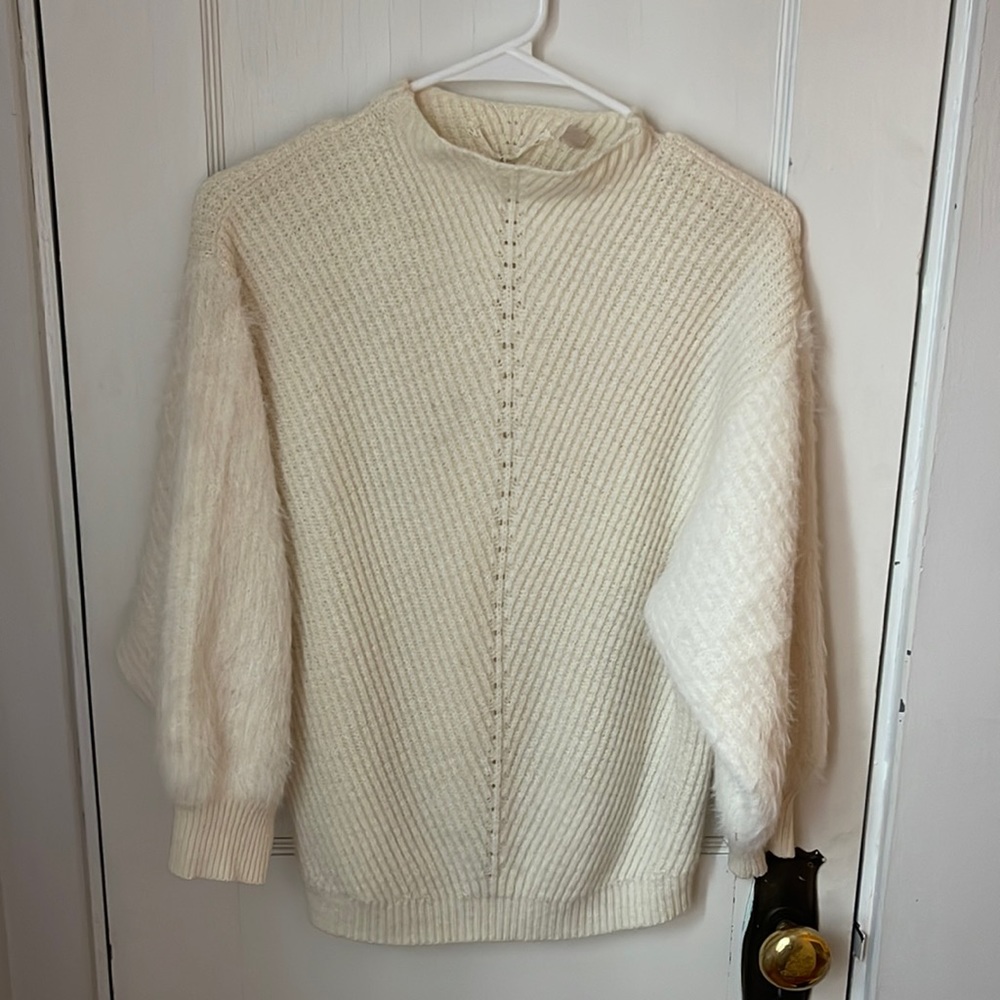 Anthropologie Sweater Cream 3/4 Sleeve